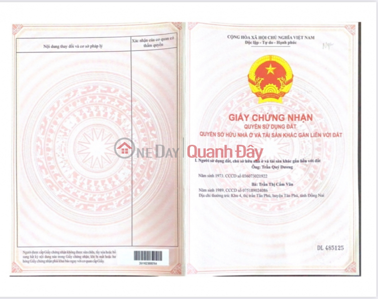 Property Search Vietnam | OneDay | Nhà ở Niêm yết bán | CHÍNH CHỦ CẦN BÁN LÔ ĐẤT Đẹp - GIÁ ĐẦU TƯ Tại Thị Trấn Tân Phú- Đồng Nai