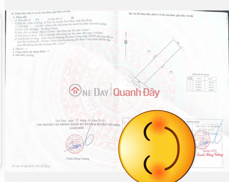 đ 370 triệu | 370tr có ngay 122m2 (110m² TC) tại Yên Trị - Yên Thủy - Hòa Bình - Đất đẹp sẵn sổ