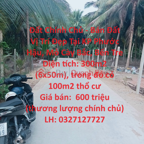 Land by Owner - Land for sale in beautiful location in Phuoc Hau KP, Mo Cay Bac, Ben Tre Sales Listings