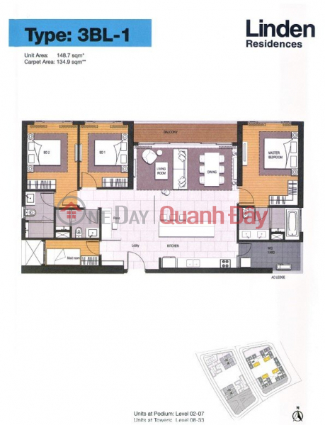 Property Search Vietnam | OneDay | Nhà ở, Niêm yết bán Bán gấp căn 3PN DT 148m2 tại Linden Empire city Thủ Thiêm