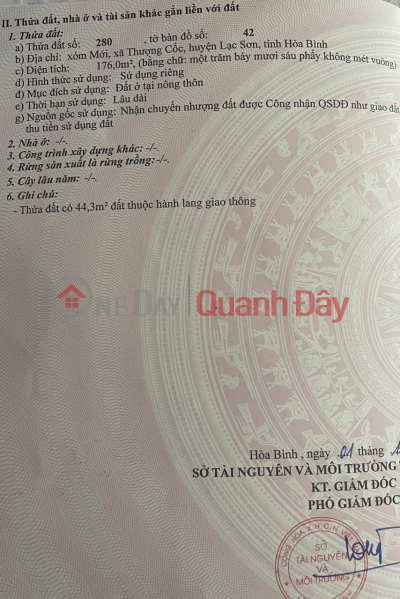 CHÍNH CHỦ Cần Bán Cắt Lỗ Nhanh Lô Đất Mặt Tiền Tại Thượng Cốc, Lạc Sơn, Hoà Bình. Niêm yết bán