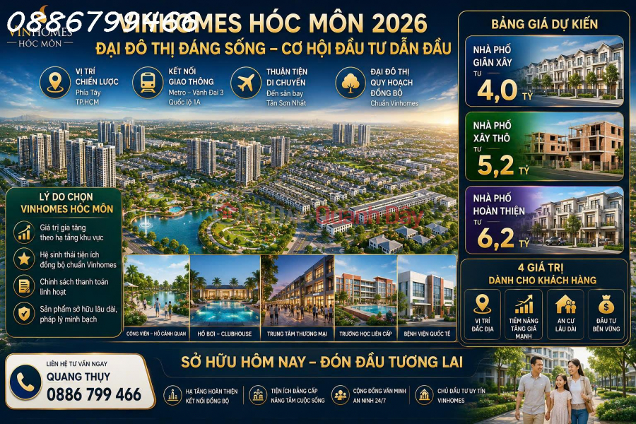 VINHOMES HÓC MÔN 2026 ĐẠI ĐÔ THỊ ĐÁNG SỐNG – CƠ HỘI ĐẦU TƯ DẪN ĐẦU Niêm yết bán