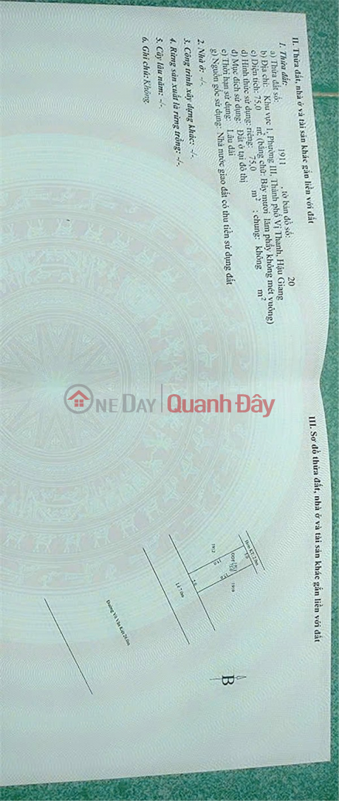 ĐẤT ĐẸP - GIÁ TỐT - CHÍNH CHỦ Bán Nền Đường Võ Văn Kiệt – KDC Phường 3, Tp Vị Thanh, Hậu Giang _0