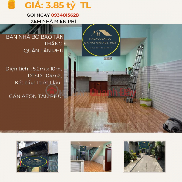 Urgent sale of house in 1soc alley near AEON TAN PHU 52m2, 2 FLOORS, 3.85 billion Sales Listings