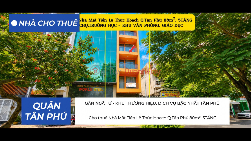 House for rent on Le Thuc Hoach Street, Tan Phu District, 80m², 5 floors - suitable for offices and educational institutions. Rental Listings