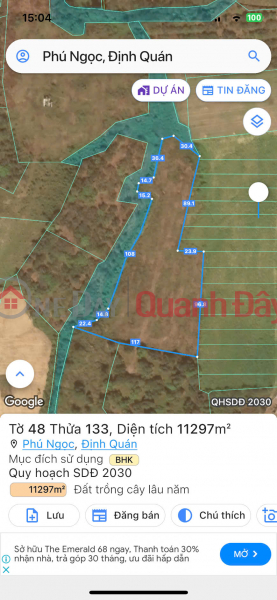 BANK LIQUIDATION, URGENTLY NEED TO SELL LAND LOT IN PHU NGOC COMMUNE, DINH QUAN, DONG NAI, PRICE 4.5 BILLION Sales Listings