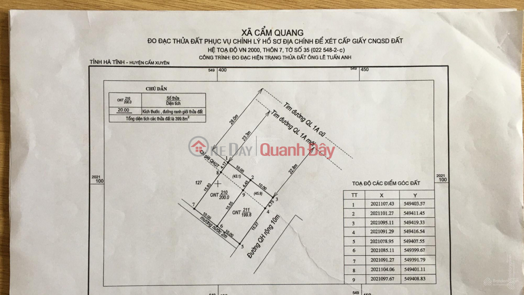 OWNER FOR SALE 2 LOT OF LAND WITH FRONT FACE At National Highway 1A, Cam Quang Commune, Cam Xuyen, Ha Tinh Sales Listings