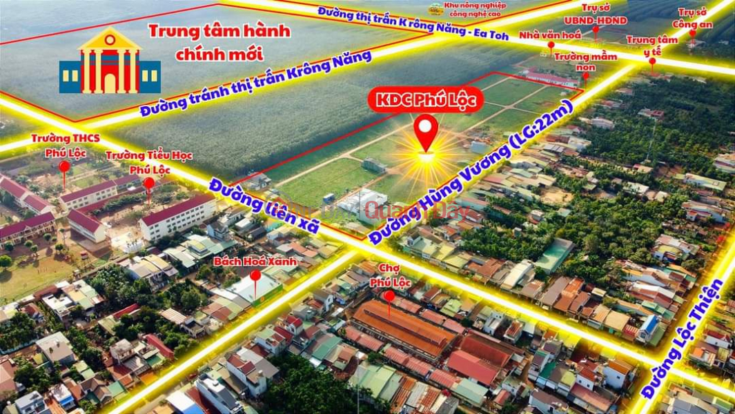 Selling Pair of Lots 264m2 Backing Road with 22m Frontage Next to Market - Close to School - Near Committee Price Only 6xxTR | Vietnam | Sales, ₫ 1.2 Billion
