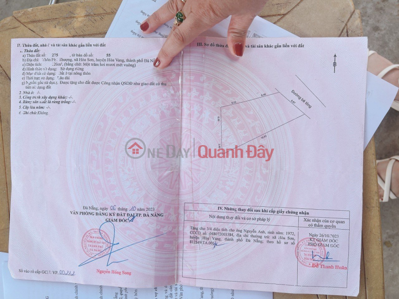 Property Search Vietnam | OneDay | Nhà ở | Niêm yết bán Cần Bán Lô Đất Nở Hậu Đẹp Thôn Phú Thượng, Xã Hòa Sơn, Đà Nẵng