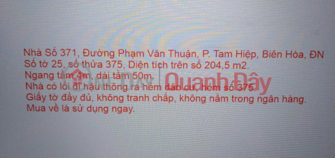 Chính Chủ Bán Nhà Mặt Tiền Đường Phạm Văn Thuận, KP4, P. Tam Hiệp, Biên Hòa _0