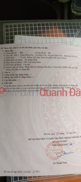 Cần bán gấp lô đất đẹp Đông Yên Quốc Oai phân lô thông bàn cờ 73.1m2 chính chủ Niêm yết bán