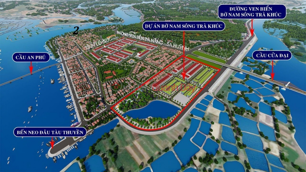 Villa 10mx24m frontage on the southern bank of Tra Khuc River, 36m wide | Vietnam, Sales, ₫ 6.24 Billion