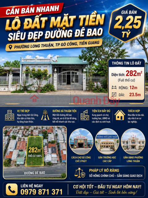Siêu phẩm đất mặt tiền 835B, xã Phước Lý, Cần Giuộc, Long An, DT 270m2, giá đầu tư _0