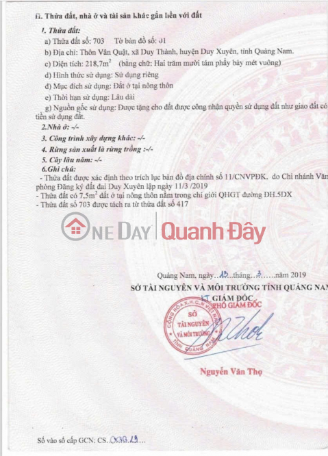 CHÍNH CHỦ Cần Bán Đất Tại Thôn Vân Quật, Xã Duy Thành, Huyện Duy Xuyên , tỉnh Quảng Nam. _0