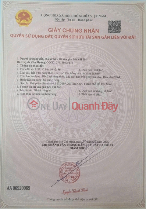 ĐẤT ĐẸP – GIÁ TỐT – CHÍNH CHỦ CẦN BÁN Tại Đường Nguyễn Đình Kiên, Xã Tân Nhựt, Bình Chánh, TP.HCM _0