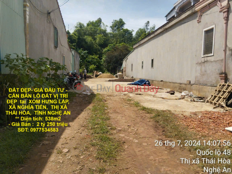 BEAUTIFUL LAND - INVESTMENT PRICE - NEED TO SELL LAND LOT IN BEAUTIFUL LOCATION in Nghia Tien Commune, Thai Hoa Town, Nghe An Sales Listings