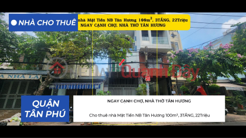 House for rent, Tan Huong Street frontage, 100m², 3 floors, 22 million VND, right next to the market and church. _0