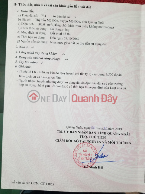 BEAUTIFUL LAND - GOOD PRICE - Land Lot for Sale in Nice Location in Mo Duc Town, Quang Ngai _0