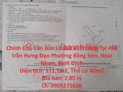 Chính Chủ Cần Bán Lô Đất Vị Trí Đẹp Tại Phường Bồng Sơn, Hoài Nhơn, Bình Định _0