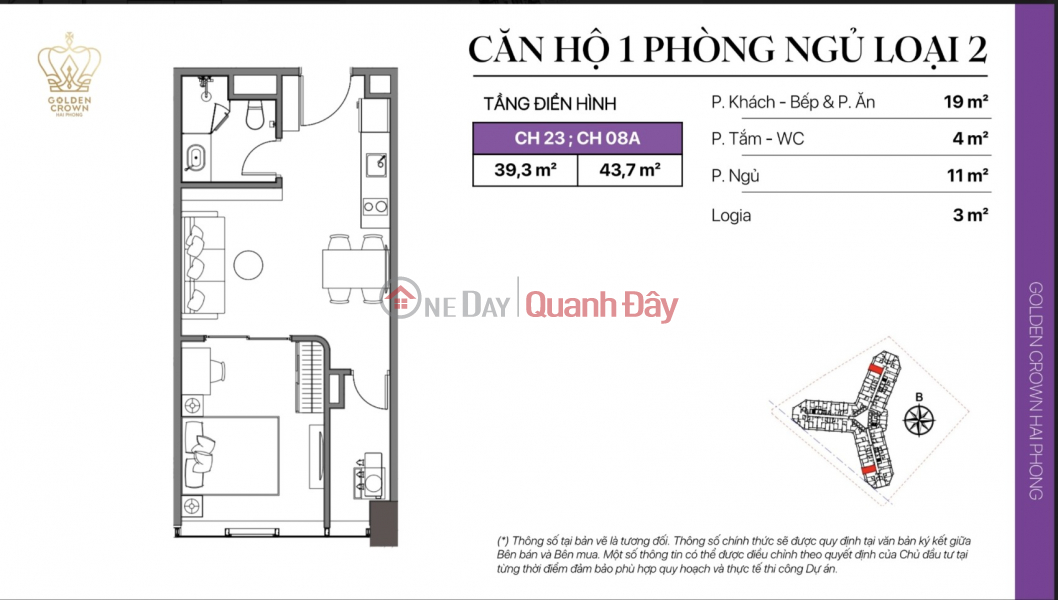 Property Search Vietnam | OneDay | Nhà ở | Niêm yết bán | BẤT NGỜ! Chỉ từ 2,5 tỷ VNĐ sở hữu căn hộ tại Golden Crown Hải Phòng!