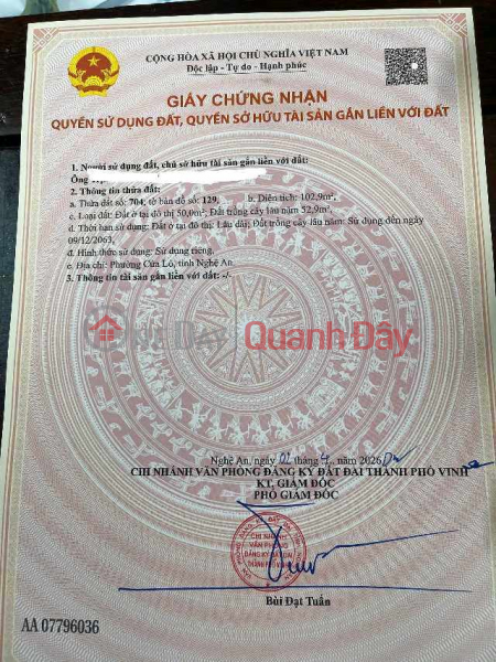 Property Search Vietnam | OneDay | , Niêm yết bán | đất mặt đường song ngư Cửa lò nghệ an