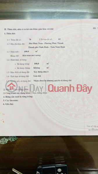 Property Search Vietnam | OneDay | Nhà ở | Niêm yết bán, CHÍNH CHỦ cần bán đất tại phố Phúc Nam, P. Vân Giang ( Phúc Thành cũ) TP Hoa Lư, Ninh Bình.