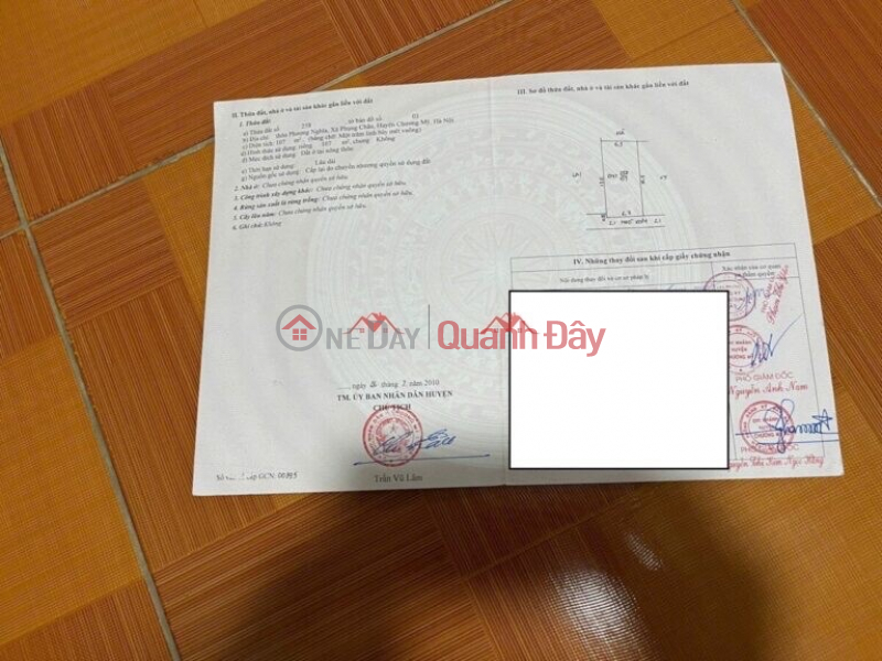 LÔ ĐẤT SIÊU ĐẸP 107M TẠI PHỤNG CHÂU-CHƯƠNG MỸ-HÀ NỘI Việt Nam, Bán, đ 10 triệu