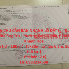OWNER NEEDS TO SELL LAND LOT QUICKLY at Nguyen Cong Tru Street, Cam Nghia Ward, Cam Ranh, Khanh Hoa _0