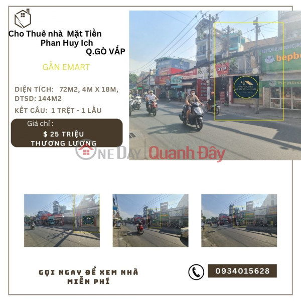 Front house for rent in Phan Huy Ich, 72m2, 1FLOOR, 25 million Rental Listings