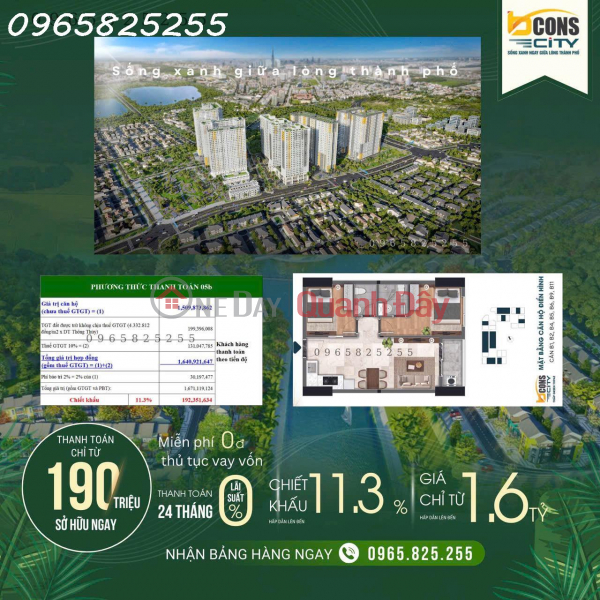 GREEN TOPAZ BCONS CITY BUILDING "THE IDEAL RETURN" - OWN A 2BR, 2WC APARTMENT - FROM 1 year 6 to 1 year 9 Sales Listings