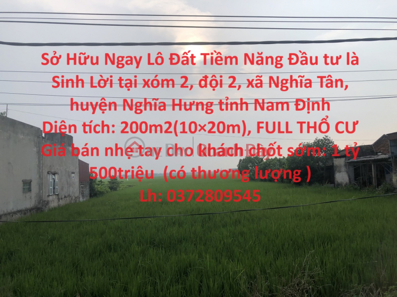 Own a Potential Land Plot for Profitable Investment in Nghia Hung district, Nam Dinh province Sales Listings