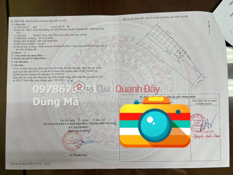 CHÍNH CHỦ BÁN LÔ ĐẤT 40,98M TẠI TIÊN PHƯƠNG-CHƯƠNG MỸ Việt Nam Bán đ 1,2 tỷ