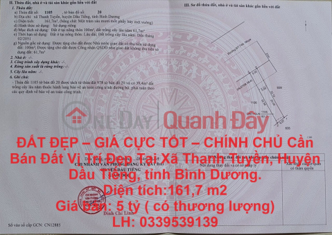 ĐẤT ĐẸP – GIÁ CỰC TỐT – CHÍNH CHỦ Cần Bán Đất Vị Trí Đẹp Tại Dầu Tiếng, Bình Dương. _0