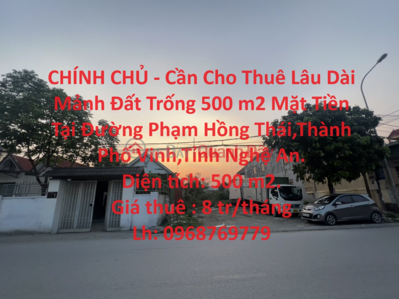 OWNER - Need Long-Term Rent Vacant Land 500 m2 Frontage In Hong Thai, Vinh. Rental Listings