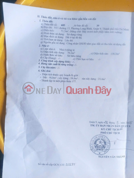 NHÀ ĐẸP - GIÁ TỐT Chính chủ bán nhà Phường Long Bình Quận 9, Hồ Chí Minh | Việt Nam | Bán | đ 3,8 tỷ