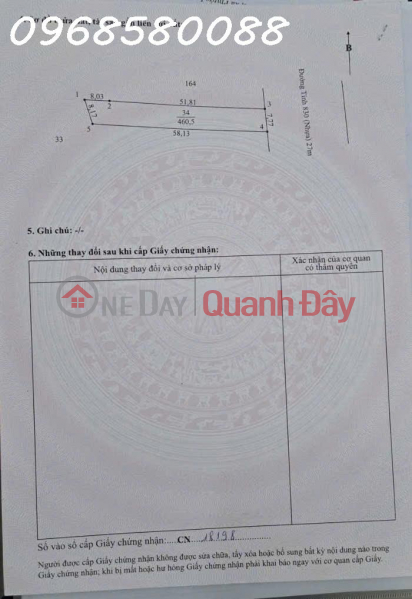 Land for sale on TL830 road frontage, Luong Hoa commune, Tay Ninh province, area 460.5m2, investment price. Sales Listings