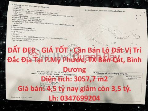 ĐẤT ĐẸP - GIÁ TỐT - Cần Bán Lô Đất Vị Trí Đắc Địa Tại P.Mỹ Phước, TX Bến Cát, Bình Dương _0