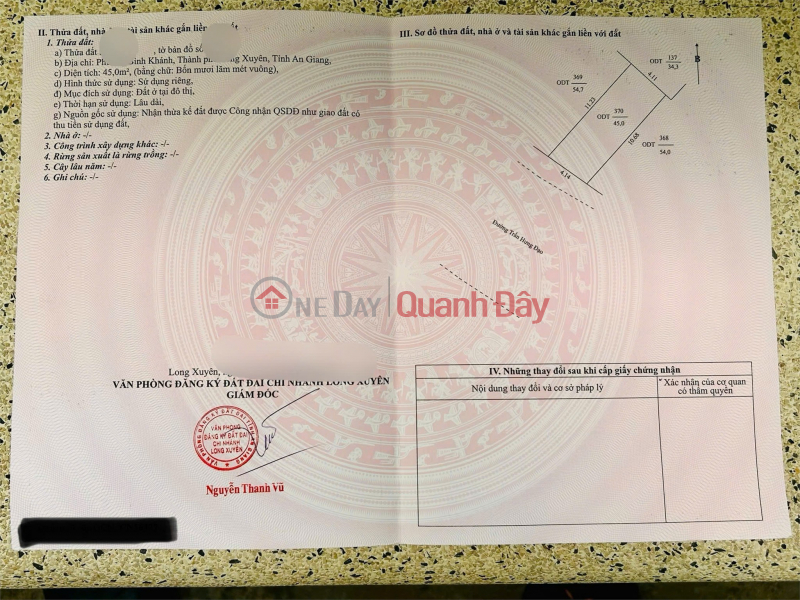 OWNER SELLING 2 ADJACENT PLOTS OF LAND - GOOD PRICE Binh Khanh Ward, Long Xuyen City, An Giang Province Sales Listings