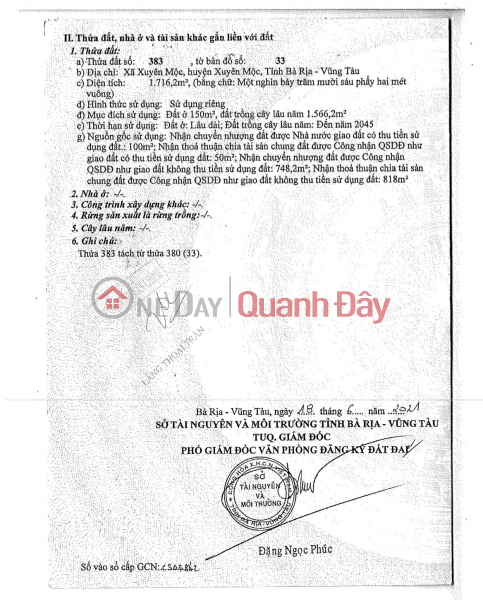 ĐẤT 2 MẶT TIỀN – GIÁ TỐT – CHÍNH CHỦ CẦN BÁN Tại Xã Xuyên Mộc, Huyện Xuyên Mộc, BRVT Niêm yết bán