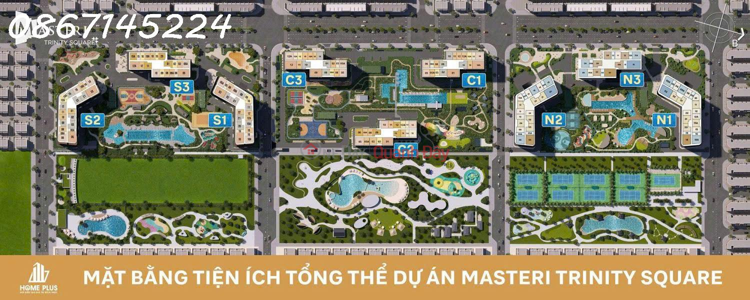 đ 69.7 Million, Owner needs to sell apartment in Masteri Trinity Square, area 60.4 m2, 2 bedrooms, 2 bathrooms, Van Giang, Hung Yen.