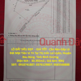 LÔ ĐẤT SIÊU ĐẸP - GIÁ TỐT - Cần Bán Gấp Lô Đất Mặt Tiền Vị Trí Tại Huyện Bàu Bàng, Tỉnh Bình Dương _0