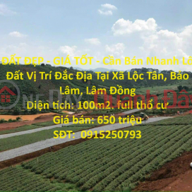 ĐẤT ĐẸP - GIÁ TỐT - Cần Bán Nhanh Lô Đất Vị Trí Đắc Địa Tại Xã Lộc Tân, Bảo Lâm, Lâm Đồng _0