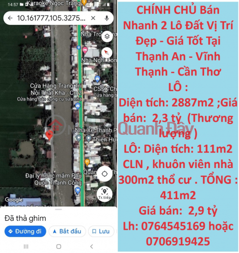 OWNER Quickly Sells 2 Lots of Land, Nice Location - Good Price In Thanh An - Vinh Thanh - Can Tho _0