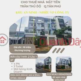 Cho thuê nhà mặt tiền Trần Thủ Độ 80m2, 2Lầu+ST, 18Triệu _0