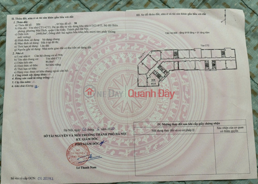 đ 6.1 Billion | Owner selling apartment in Border Guard Command building - 80.8m2 – Prime location in Cau Giay - My Dinh.