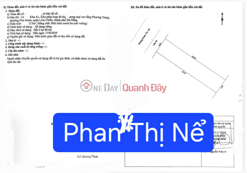 SÓT LÔ DUY NHẤT - DT 113M2 ĐƯỜNG PHAN THỊ NỀ - SÁT BIỂN Niêm yết bán