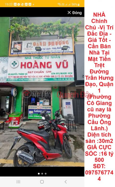 Owner's House - Prime Location - Good Price - House for Sale on the Ground Floor of Tran Hung Dao Street, District 1 _0