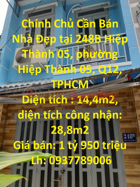 Chính Chủ Cần Bán Nhà Đẹp tại quận 12, TPHCM Niêm yết bán