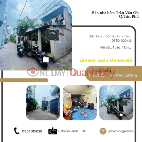 SHOCKING - Land sale FREE house in Tran Van On alley 60m2, 1 LONG, 4.19 billion, NEAR MARKET _0