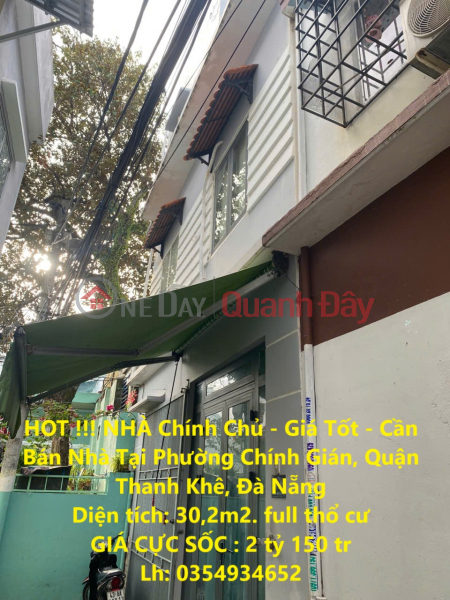 HOT !!! OWNER'S HOUSE - Good Price - House for Sale in Chinh Gian Ward, Thanh Khe District, Da Nang Sales Listings